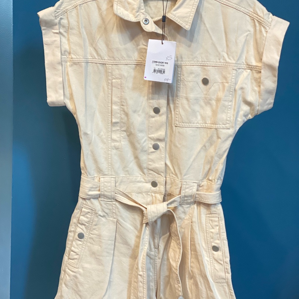Cream Button-Up Romper